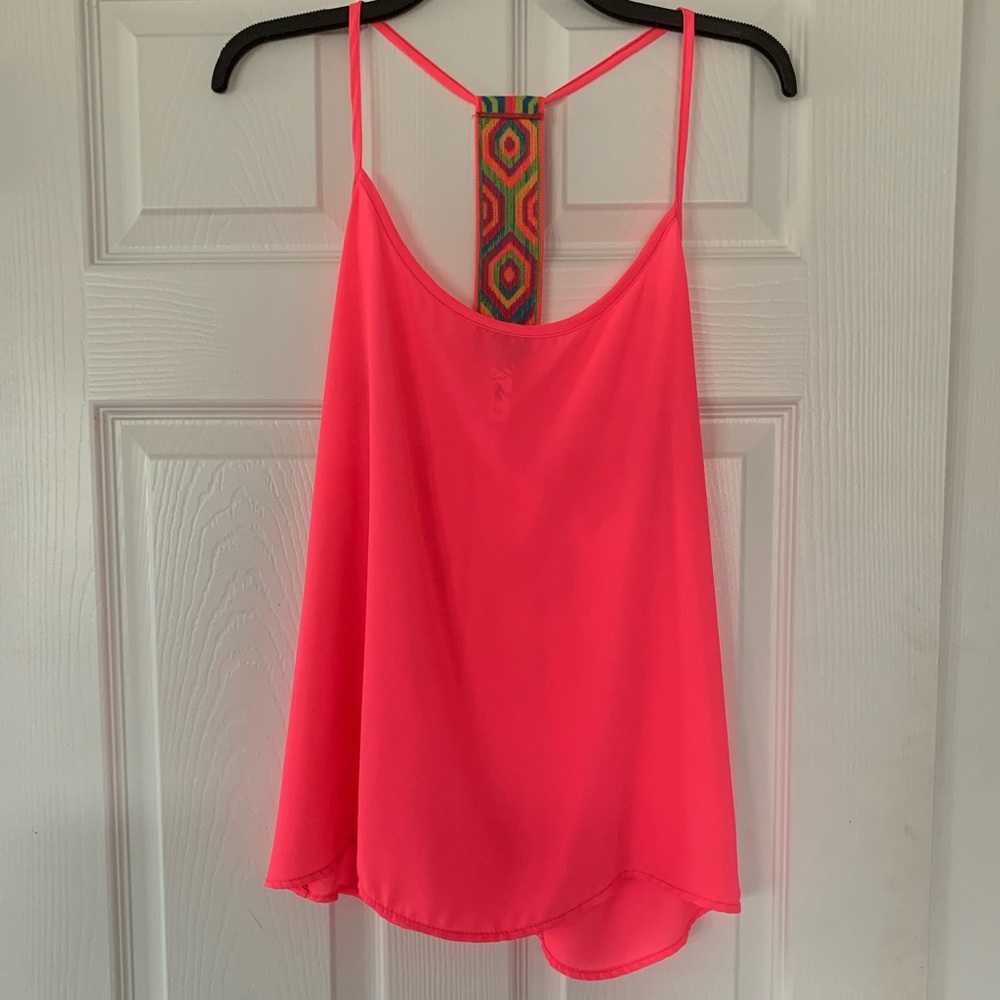Neon pink spaghetti strap shirt